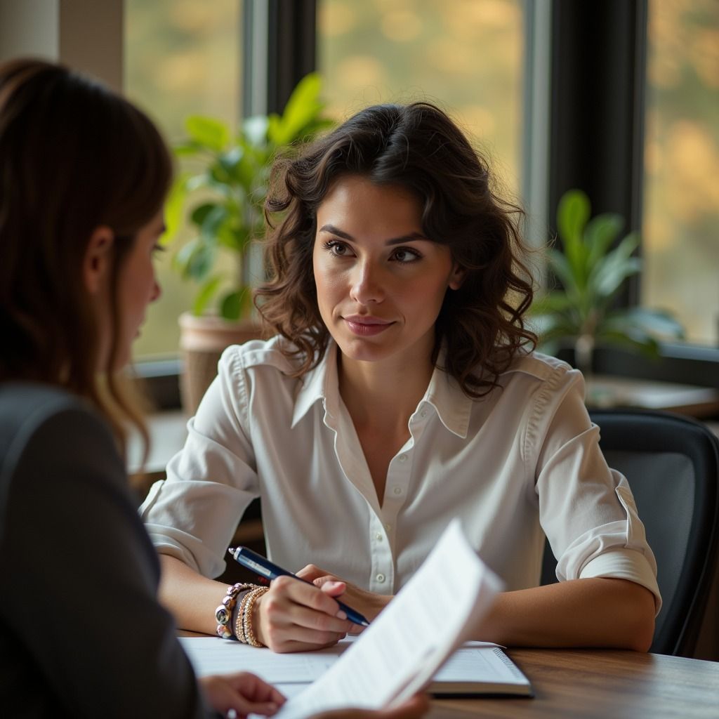 Consultants in gesprek met een klant over gezondheidscultuur op kantoor